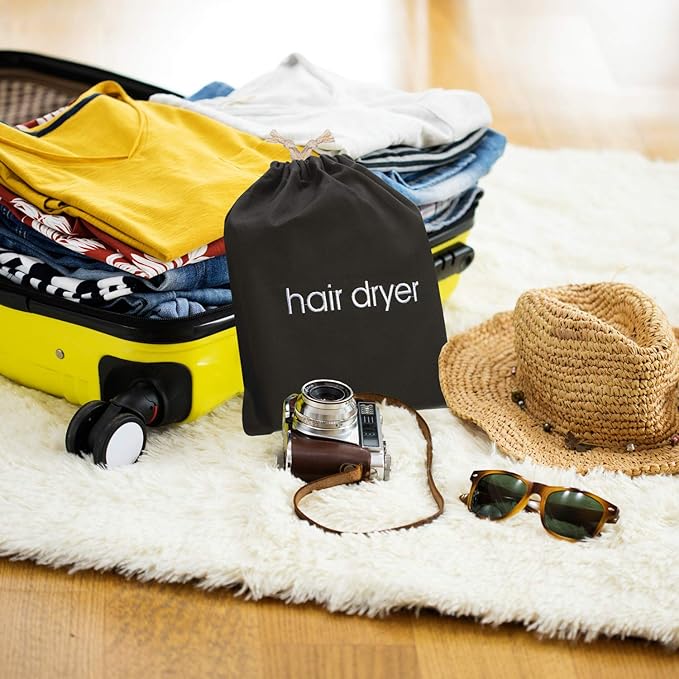 Hair Dryer Bags Drawstring Bag Hairdryer Container, 11.8 by 13.8 Inch(Cotton,Gray)