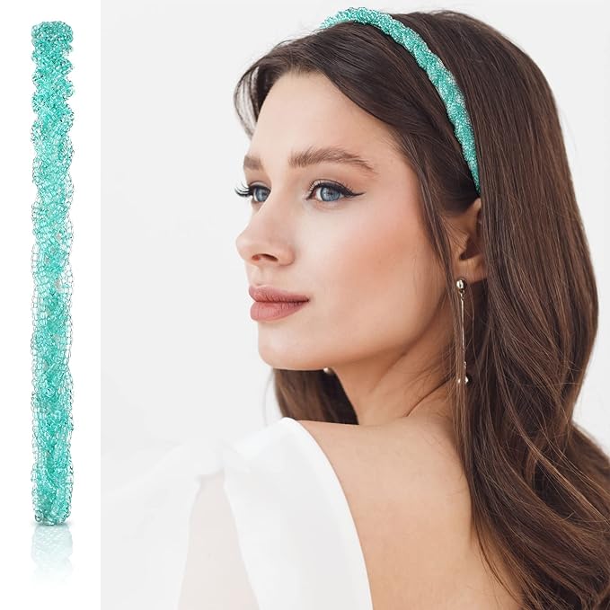 MTLEE 6 Pieces Beaded Headbands for Women Sparkly Crystal Beaded Hair Hoop Hairbands Multiple Color Hair Accessories Head Bands Christmas Gift(Bright Colors)