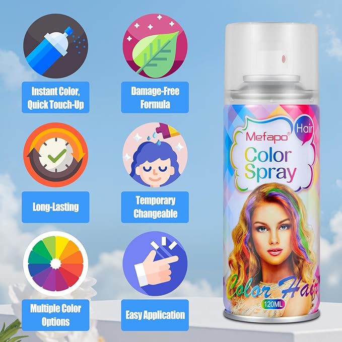 Christmas Orange Hair Spray Temporary for Kids Women, Orange Hair Dye, Washable Root Touch Up Hair Color Spray,One-Time Use Hair Color Wax Pomades for Party Makeup,Cosplay,Crazy Hair Day(120ML)