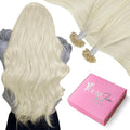 YoungSee U Tips Hair Extensions Real Human Hair Blonde U Tip Extensions Remy Hair Platinum Blonde Hot Fusion K Tips Hair Extension Straight Ktips Human Hair Extension for Women 16In 1G/S 50G