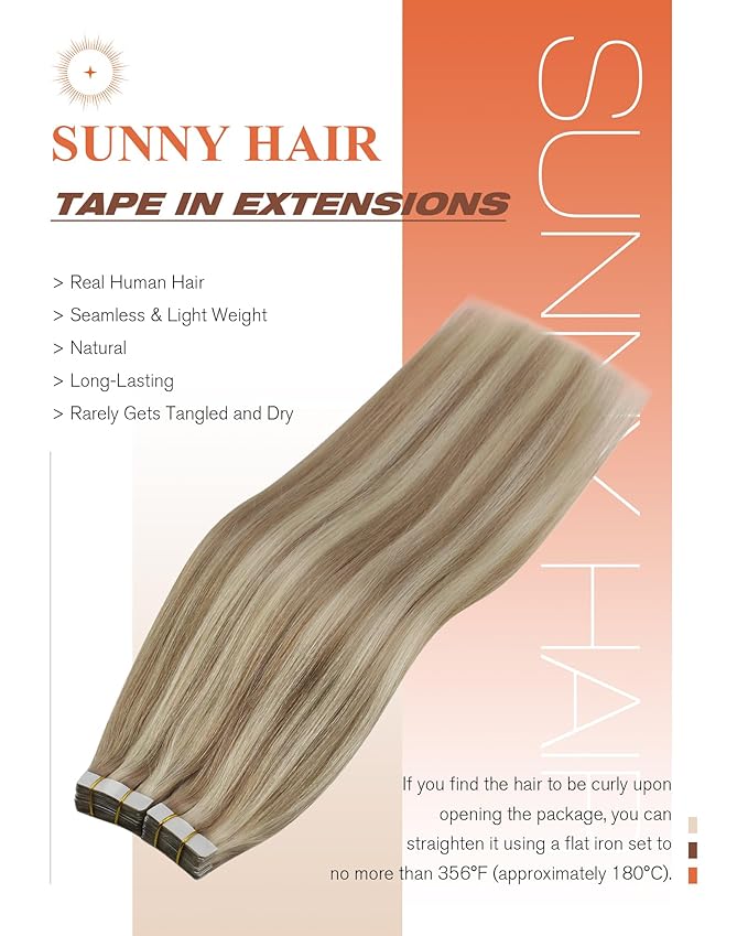 Sunny Hair Tape in Hair Extensions Human Hair, Blonde Hair Extensions Tape in Highlight Blonde Human Hair Tape in Extensions 24 inch 50G