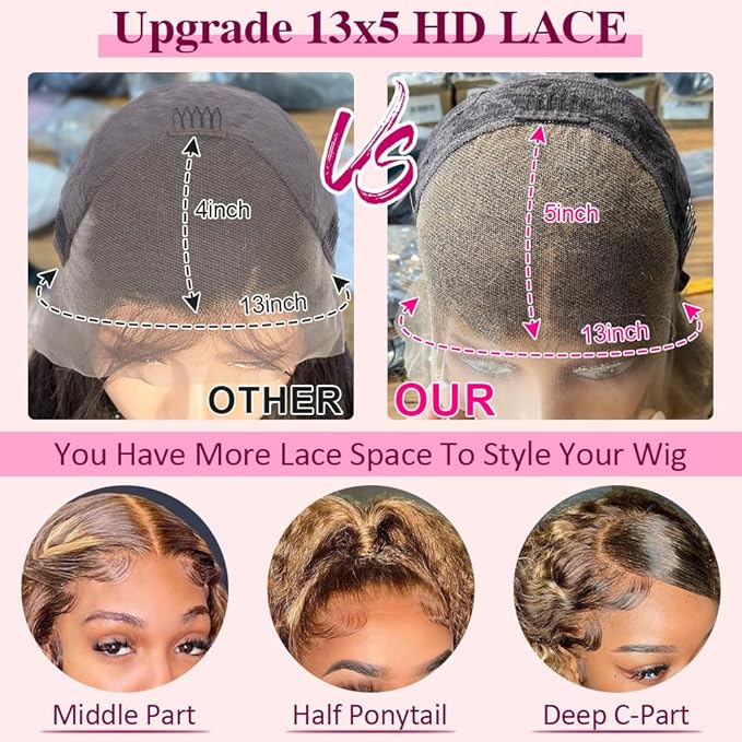 CYNOSURE 13x5 Honey Blonde Curly Wigs Human Hair 180% Density Highlight Ombre Deep Wave Curly 4/27 Colored HD Transparent Lace Front wig Human Hair Pre Plucked with Baby Hair 28 Inch