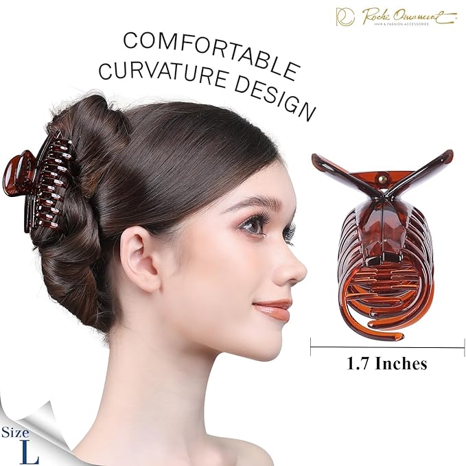 RC ROCHE 6 Pcs Double Claw Hair Clip Tooth Claw Clip Grip Tooth Jaw Clamps Thin Fine Hair Strong Hold No Slip Undo Clutchers for Women, Medium Brown