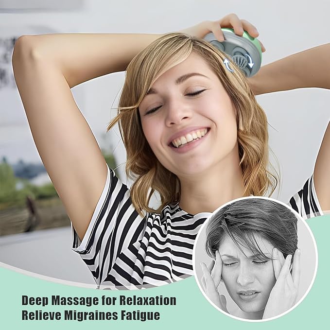 Electric Scalp Massager, Head Massage Scalp with 4 Removable Massage Claws, Rechargeable,Promotes Hair Growth, Relieves Stress, Waterproof, Portable Handheld Head Massager,Gift