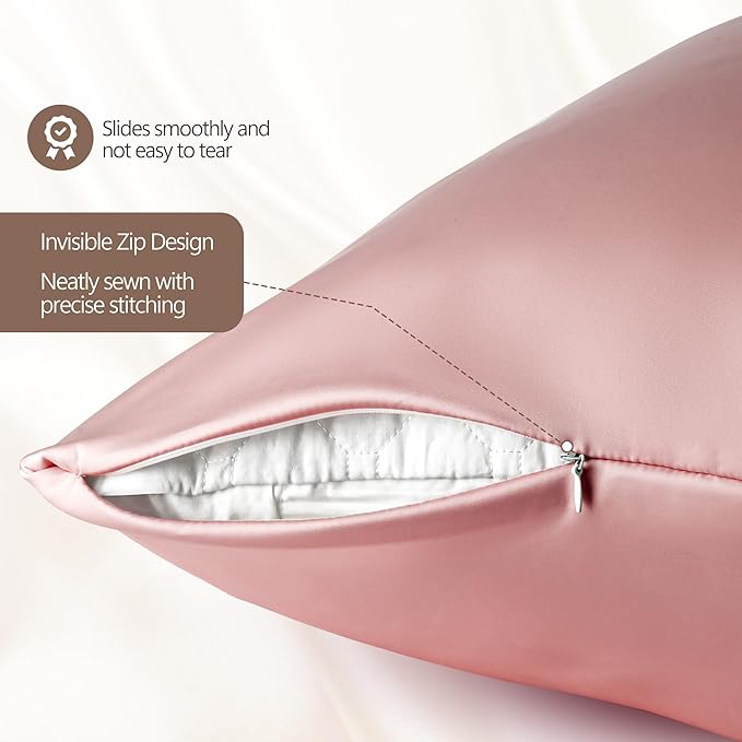 Silk Pillow Cases King - 6A Luxury 100% Mulberry Silk Pillowcase for Hair and Skin - Anti-Wrinkle, Cooling & Smooth, Hidden Zipper - Pillowcases for Sleeping Women, Pink