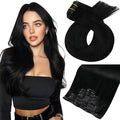 Moresoo Seamless Jet Black Clip in Hair Extensions Human Hair 22 inch Black Hair Extensions Clip ins Long And invisible 120g/7pcs 22 inch
