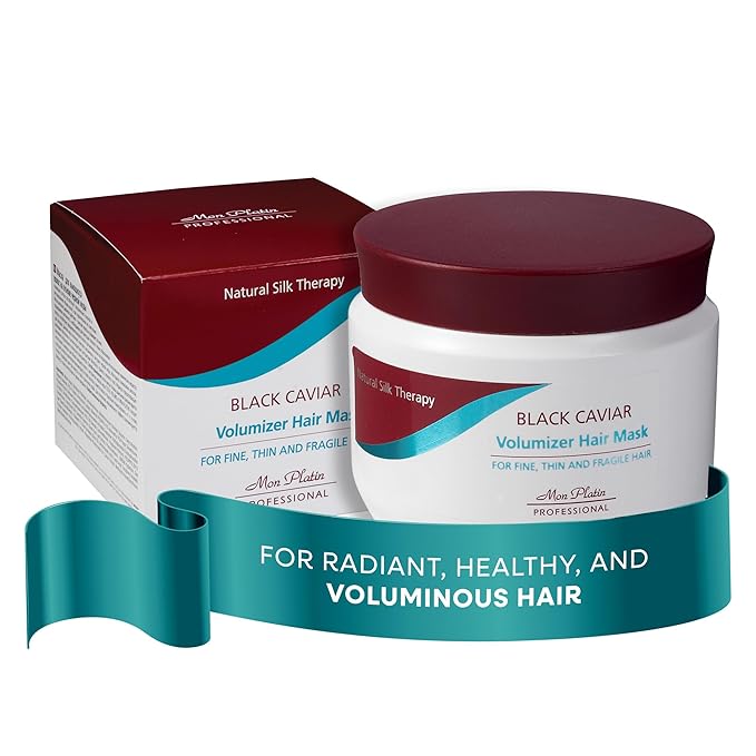 Mon Platin Professional Black Caviar Volumizing Hair Mask for Fine, Thin, and Fragile Hair - Enriched with Black Caviar, Deep Conditioning, SLS/Salt-Free, 500ml