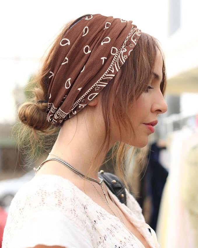 Extra Wide Headbands for Women Large Turban Headband Non Slip Boho Elastic Hairband Hair Twisted Knot Head Bands Accessories
