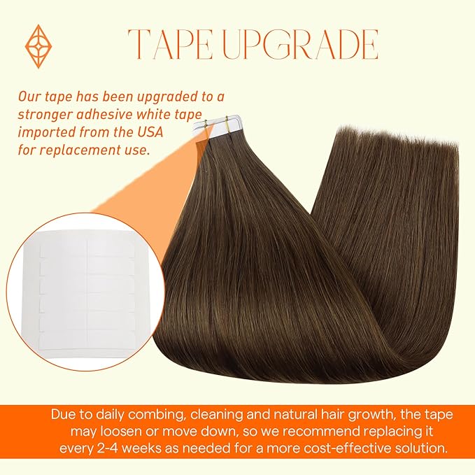 Full Shine Invisible Tape in Hair Extensions Human Hair 22 Inch Color 4 Medium Brown Tape in Human Hair Extensions 100G Skin Weft Hair Extension Tape ins 40 Pcs Soft Remy Hair Extensions for Women