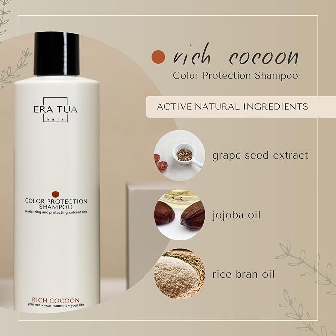 Rich Cocoon Color Protection for Color-Treated Hair | Shampoo & Conditioner | Dutch Made & Formulated for Premium Cozy Scent of Warm Wood, White Amber & Jasmine