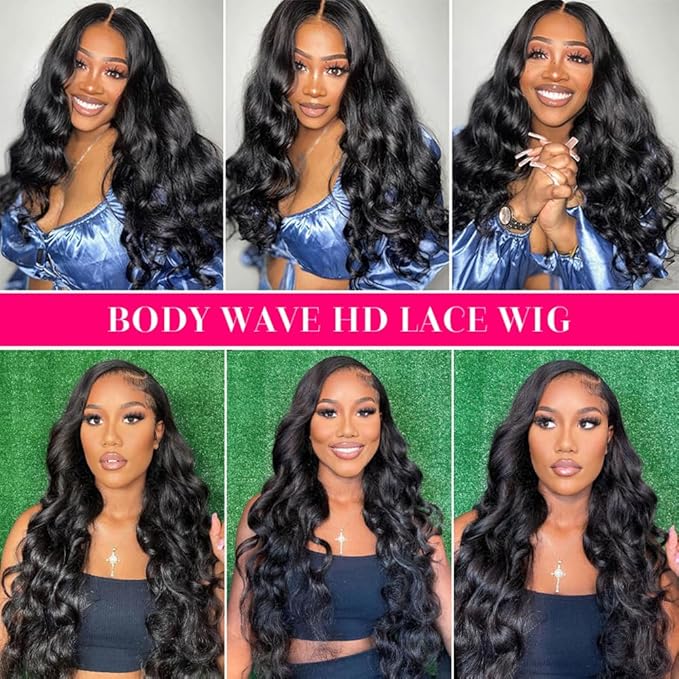 13x6 Body Wave Lace Front Wigs Human Hair 180 Density Body Wave Frontal Wigs Human Hair HD Lace 22 Inch Brazilian Virgin Human Hair Wigs for Black Women Glueless Pre Plucked with Baby Hair