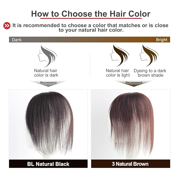 Real Human Hair Topper Double-Monofilament Top Hand-Tied Hair Pieces Mid Length for WomenThinning BHADS710 (BL Natural Black × Hair Length:9.8"(25cm), Base Size:2.8"×3.9"(7cm×10cm))