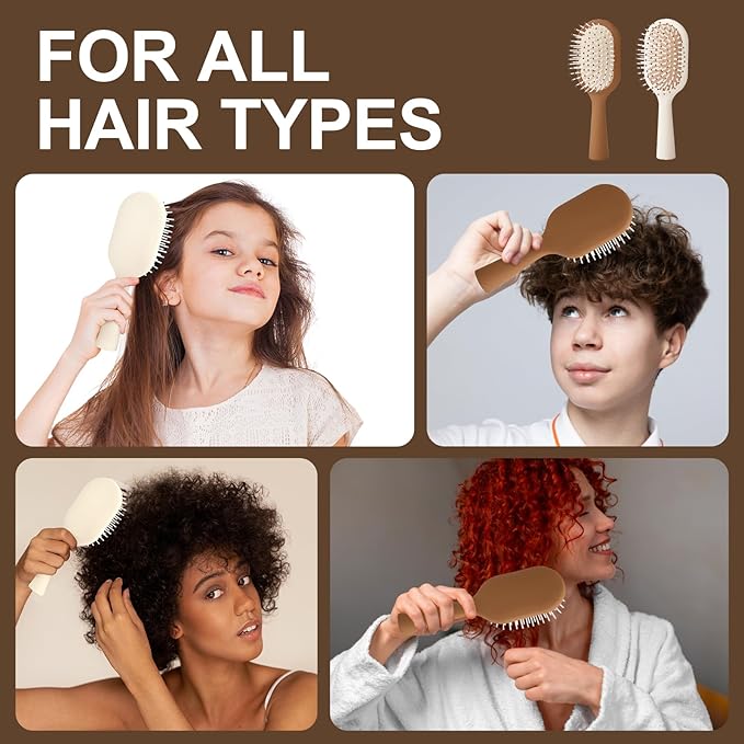 Detangler Hair Bursh for Women Girls Boy and Kids, Small Paddle Brush for Detangling, Protable Travel Size Hair Brush, Suit for Thick Short Curls, Wet and Dry Hair(1 Pack-Brown)