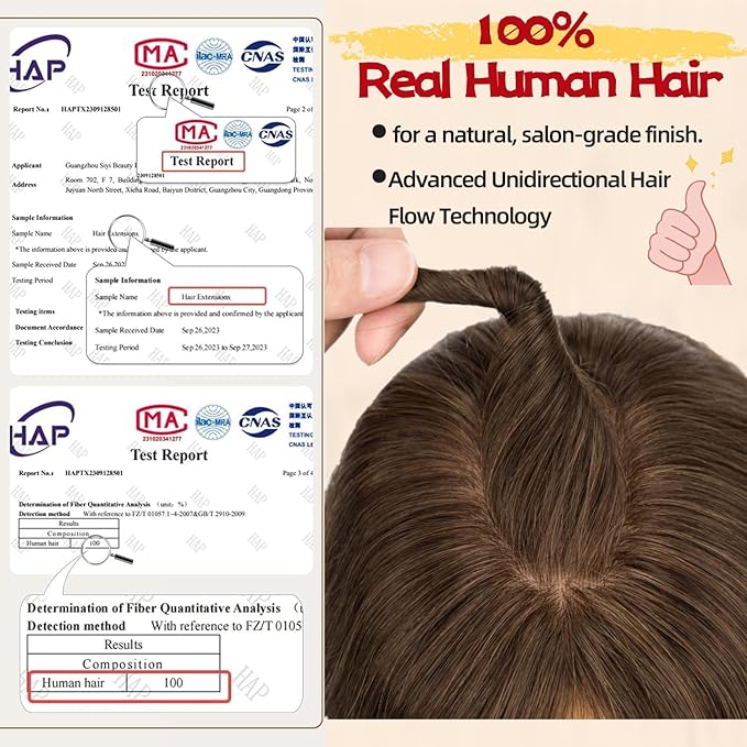 Rich Choices Human Hair Toppers for Women-100% Real Remy Hair Topper with 3D 360°Bang-Upgraded 150% Density 9 * 12CM Lace Base-Clip in Hairs topper for Thinning Hairs-14Inch #2 Dark Brown