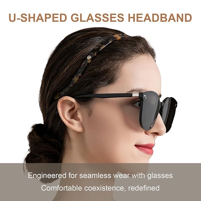 Tortoise Headbands Designed for Eyewear,Flex No Pressure Thin Hairband Fashion Acetate Hair Accessories for Womens Sisters Girls Gifts