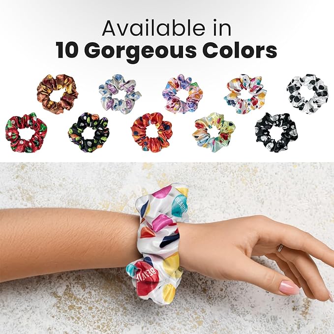 cute design scrunchies for all hair type elastic hair band great for ponytails XL srcunchies set these soft hair ties is great for every occasion (polka dot)