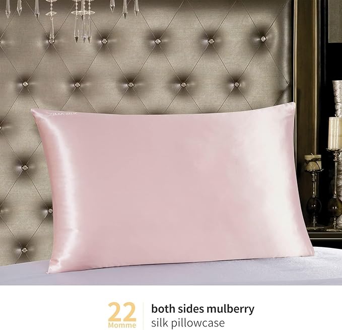 ZIMASILK 22 Momme Silk Pillowcase for Hair and Skin - 100% Pure Mulberry Silk with Hidden Zipper, Grade 6A Luxury Pillow Case for Women, Soft & Durable, Gift Box (Standard 20"x26" Pink)