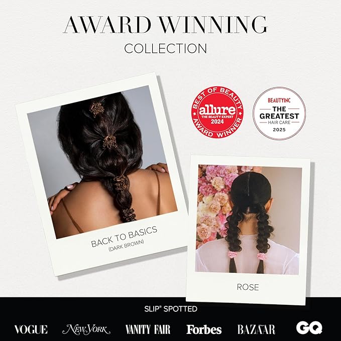 slip Skinnies The Midnight Collection | Pure Silk Skinny Scrunchies Set | 100% Mulberry Silk, Anti-Crease, Ultra Soft, Gentle on Hair, Prevents Breakage | Set of 6, Stylish & Durable