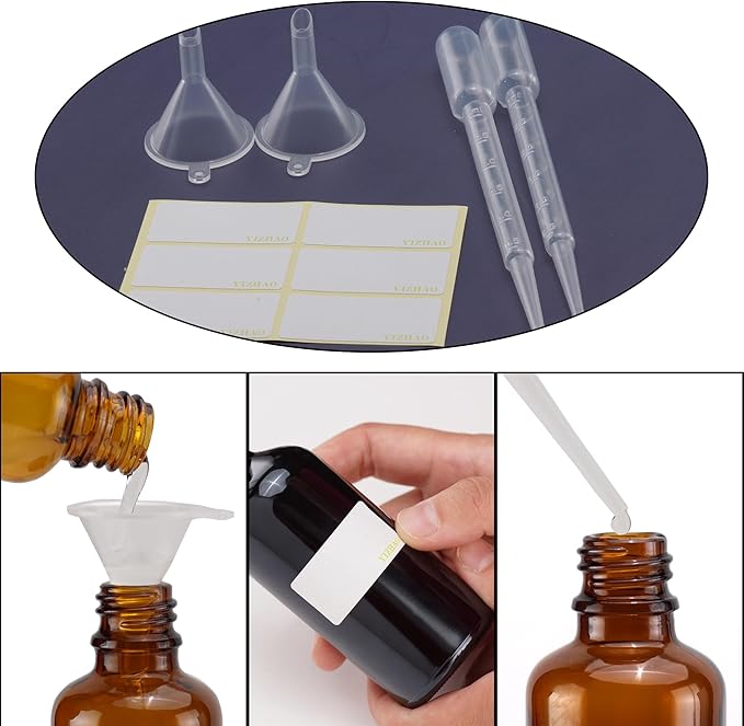 YIZHAO Black Glass Dropper Bottle 4oz, Tincture Bottles with Glass Dropper, for Essential Oils, Aromatherapy, Cosmetic, Laboratory, Pharmacy, Liquids, Travel –4 Pcs