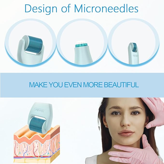 10 in 1 Derma Roller Kit for Face and Body-Face Roller&Face Brush，0.25mm Microneedling Pen MicroneedleRoller, Facial Beauty Roller Skin Care Tools with 10 Replaceable Heads and Storage Case