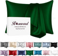 Oeko-TEX Certified Mulberry Silk Pillow Cases Green for Christmas Made in USA, 100% Silk Pillowcase with Zipper, 6A Grade 22 Momme Pure Silk Gift Set, 1 Pcs 20"x30" (Queen, Emerald)
