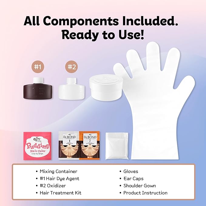 eZn Pudding Hair Dye, Ammonia-Free, Semi-Permanent DIY Korean Hair Dye Color with Keratin, Odorless Gentle for Sensitive Skin No Skin Irritation (Vienna Brown)