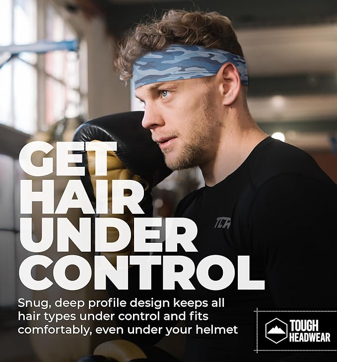 Tough Headwear Tough Outfitters Headband for Men - Mens Headbands - Working Out Sports Performance Head Bands - Athletic Cycling Running Sweat Band, Football Headbands - Sweat Bands Men/Women