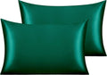 NTBAY 2 Pack Satin Standard Pillowcases for Hair and Skin, Luxurious and Silky Pillow Cases with Envelope Closure, 20x26 Inches, Dark Green