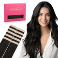 WENNALIFE Tape in Hair Extensions Human Hair Natural Black Tape in Extensions, 10pcs 25g 16 inch Remy Invisible Tape Ins Straight Colored Soft Real Human Hair Tape in Extensions Refill Set Extensions