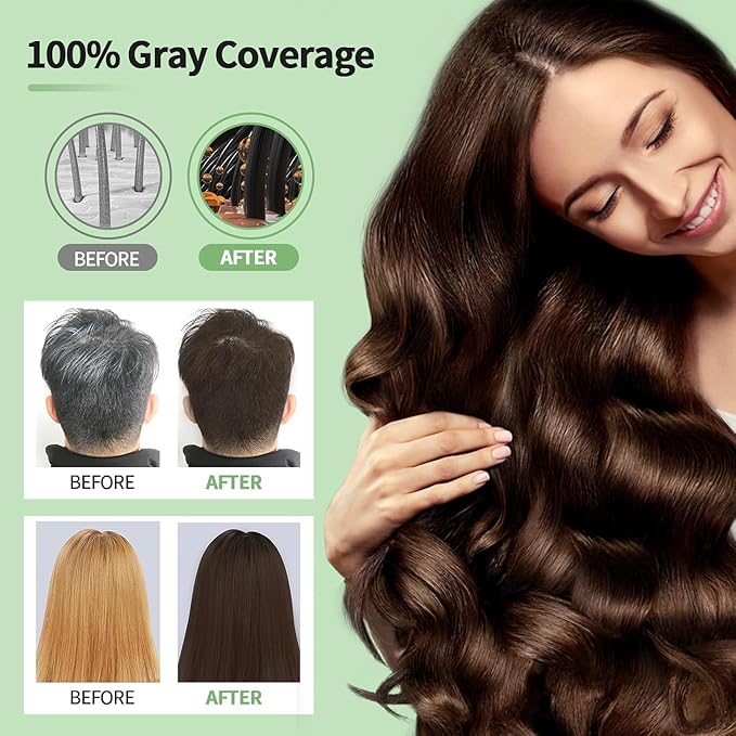 2 Pack Hair Dye Shampoo, Leorx 3 In 1 Dark Brown Color Shampoo Dye For Instant Coloring For Women & Men