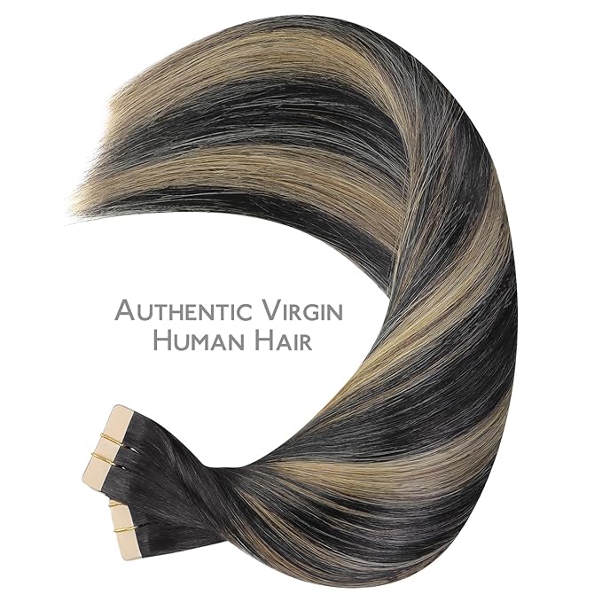 WENNALIFE Tape in Hair Extensions Human Hair, 40pcs 100g 20 inch Balayage Natural Black to Light Blonde Hair Extensions Real Human Hair Straight Tape in Extensions