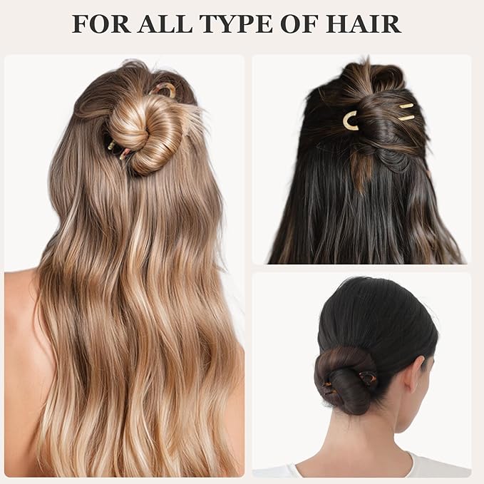 Sunolga 4pcs Prestige French Hair Pins for Women, 4.38" Large, Serrated Anti-Slip Design, Curved Shape for Better Head Fit, Coquette Elegant Hair Accessories for Updos, Chignon, Bun Hairstyles