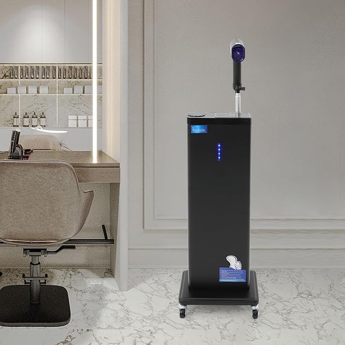 Nano Hair Steamer, 1300W Professional Micro-Mist Hair Steamer 9-Gear Adjustable, Floor Type 360° Rotation Universal Wheel for Hair Deep Care Hair Repair Salon Spa (Black)
