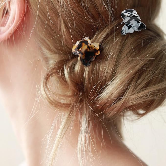Cobahom Tortoise Shell and Leopard Acrylic Hair Clips for Women and Girls - 12 Pcs Mini Claws and Barrettes for Thin or Thick Hair