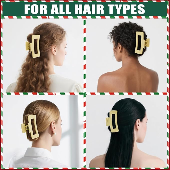 TOCESS Hair Claw Clips for Women - 8PK Large Neutral Matte Square Jumbo Hair Clips for Thick, Thin, Long, Short, Curly Hair Girls, Big Jaw Clip Set for Daily Use (Lemon Yellow)