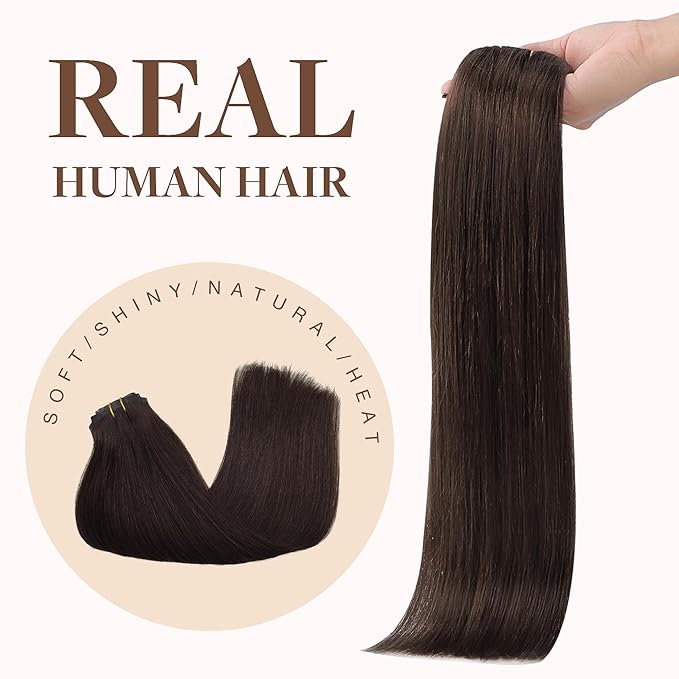 GOO GOO Clip in Hair Extensions Real Human Hair, Remy Human Hair Extensions Clip ins for Women, Natural Human Hair, 24inch 140g 7Pcs, #2A Light Brown