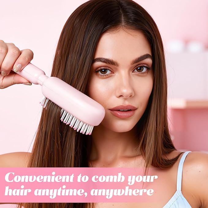 Self Cleaning Hair Brush, Retractable Cushion Massage Comb,Air Cushion Comb,Easy Clean,One-pull Clean Anti Static Brushs, Hairs Styling Tools for All Hairs Types (White)