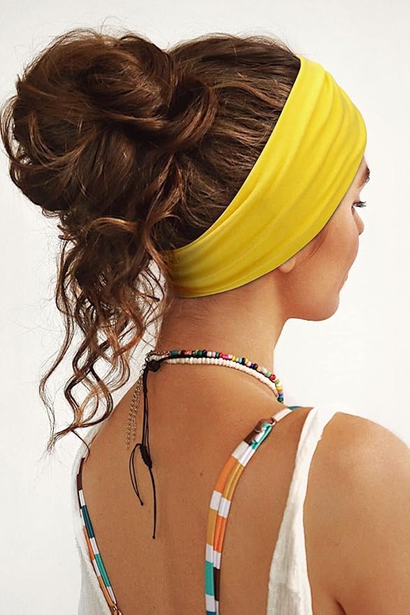 Tobeffect Headbands for Women Non Slip Boho Turban Elastic Head Wrap, Women Twist Knot Head Band Fashion Hair Accessories, Solid Color 8 Pack