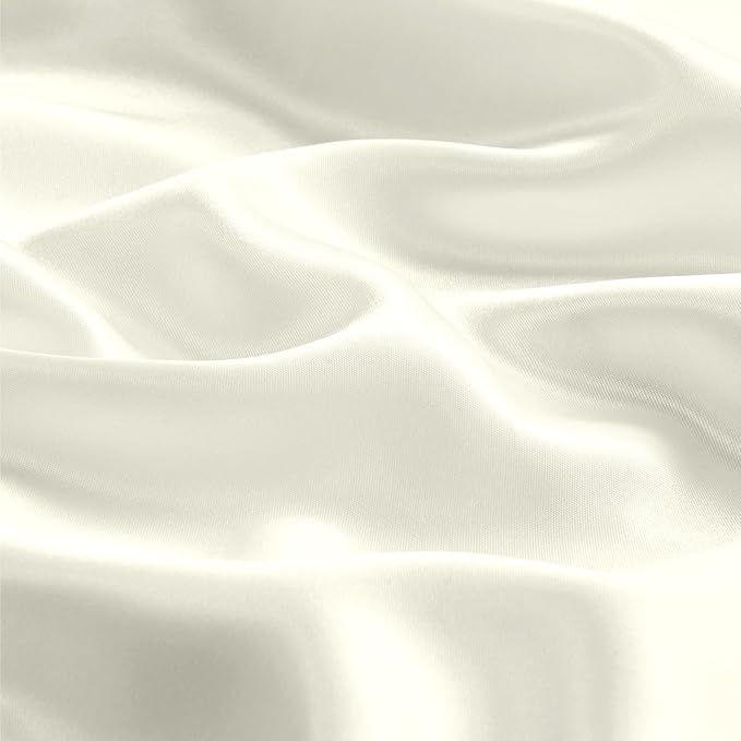 BEDELITE Satin Pillowcase with Zipper, Ivory King Size Pillow Cases Set of 2, Super Soft and Cooling Similar to Silk Pillow Cases, Gift for Women Men(20x40 Inches)