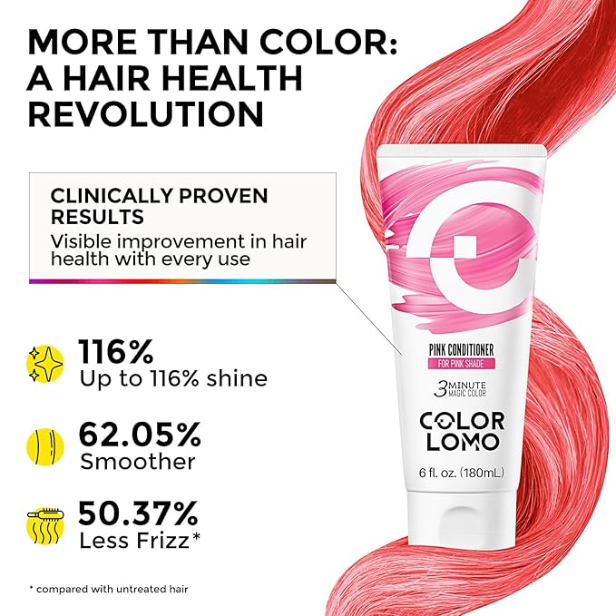 Semi Permanent Hair Color - 6 oz Color Depositing Conditioner with Shea Butter & Almond Oil- Color Conditioner Depositing Hair Mask - Vegan, Paraben, Ammonia & Sulfate Free -Pink