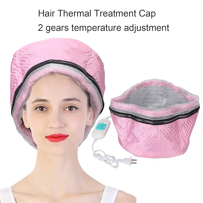 Hair Steamer Cap for Deep Conditioning, Adjustable Electric Heat Cap with 2 Heat Settings, Heated Hair Cap for Oil Treatment and Hair Spa, Portable Thermal Cap 110‑220V US Plug