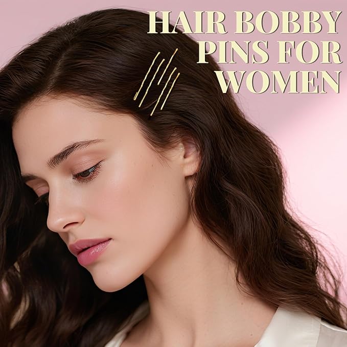 415pcs Bobby Pins Hair Pins Set, IKOCO 200pcs U Shaped Pins & Elastic Hair Ties for Women with Hair Net, Gold