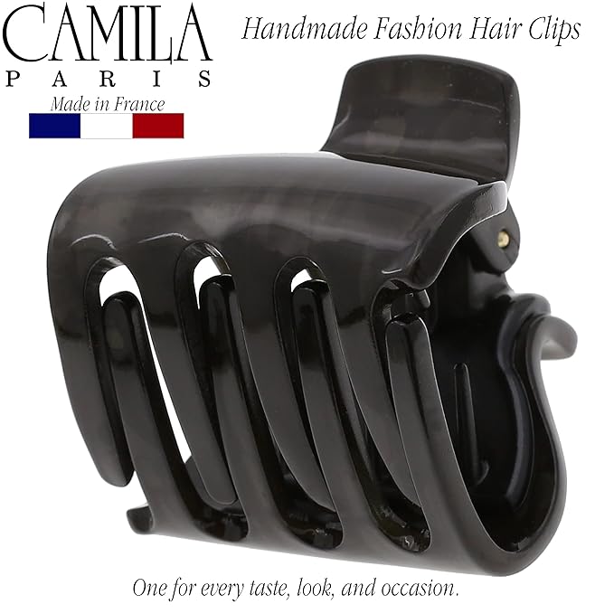 Camila Paris CP3262 French Hair Clip for Women for Long Curly Wavy Hair, Gray, Girls Hair Claw Clips Jaw Fashion Styling Hair Accessories for Women, Strong Hold No Slip Grip, Made in France