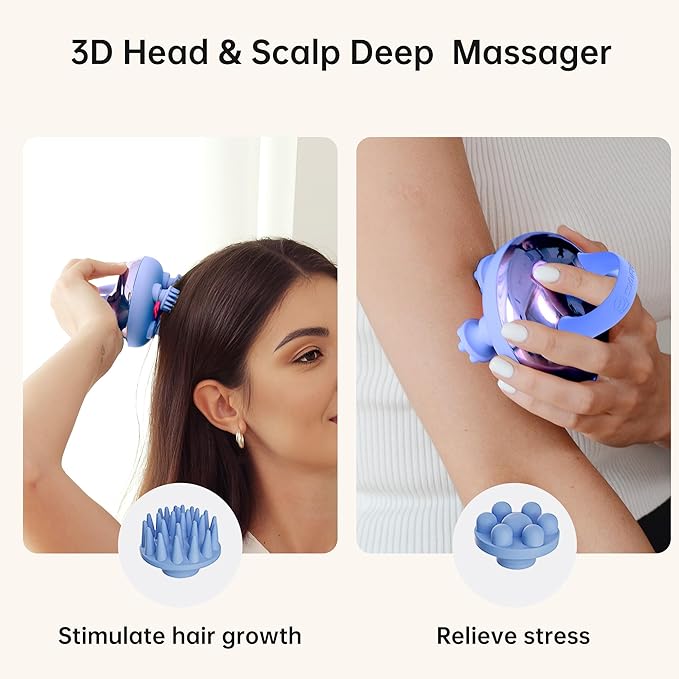 COMFIER N Cordless Scalp Massager with 3 kneading Modes,8 Claws, Christmas Gift for Women,Waterproof Head Massage for Deep Cleansing,Head Scratcher,Body Massager,Cat Massage