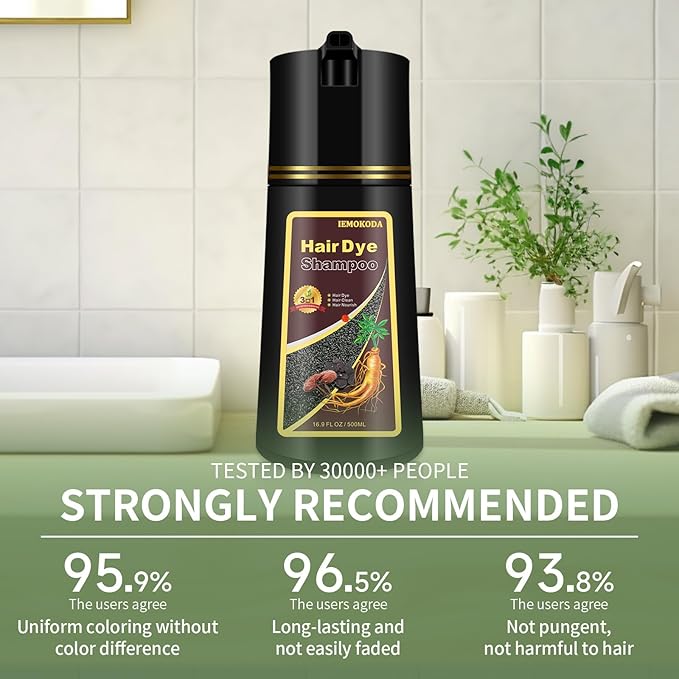Deep Wine Red Hair Dye Shampoo 3 in 1, Long-lasting & Natural Hair Color Shampoo, Shampoo Hair Dye for Men Women, Hair Dye Easy to Use at Home 16.9 Fl Oz