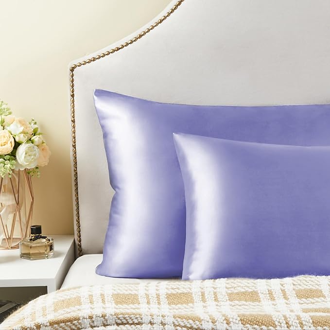 BEDELITE Satin Pillowcase for Hair and Skin, Super Soft Similar to Silk Pillow Cases 4 Pack with Envelope Closure, Cooling Pillowcases for Women Men (20"x40" King Size, Lilac)