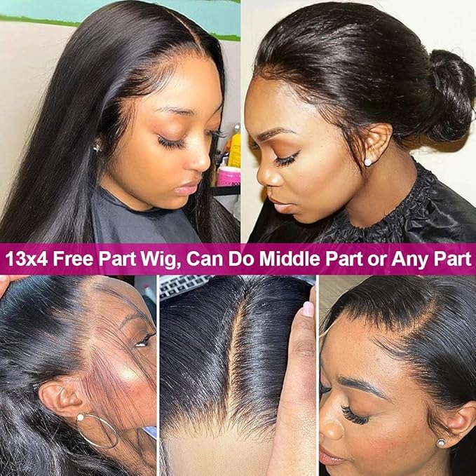 Hermosa 13x4 Lace Front Human Hair Wigs Pre Plucked 12A 220% Density Straight Human Hair Lace Front Wigs with Baby Hair for Women Natural Hairline Natural Color 16 inch
