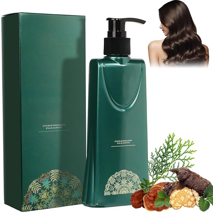 Mild Formula Long Lasting Hair Dye Set, Hair Color for Gray Coverage, Natural plant extracts, Long-Lasting Single Step Hair Dye with Nourishing Shampoo (Dark Brown)