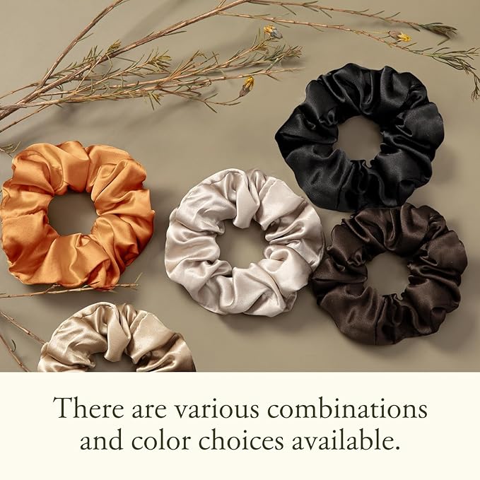 LilySilk Silk Hair Scrunchie, 100% Mulberry Silk, No Damage, Elastic, Chocolate, 1 Count