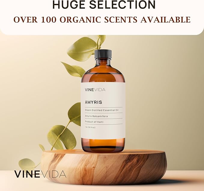 VINEVIDA Amyris Essential Oil 16 oz - Undiluted Oil for DIY Candles & Soap Making - Safe for Skin